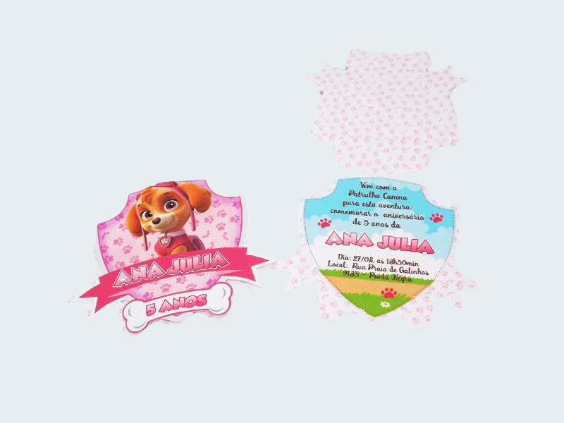 Convite Patrulha Canina Skye e Everest